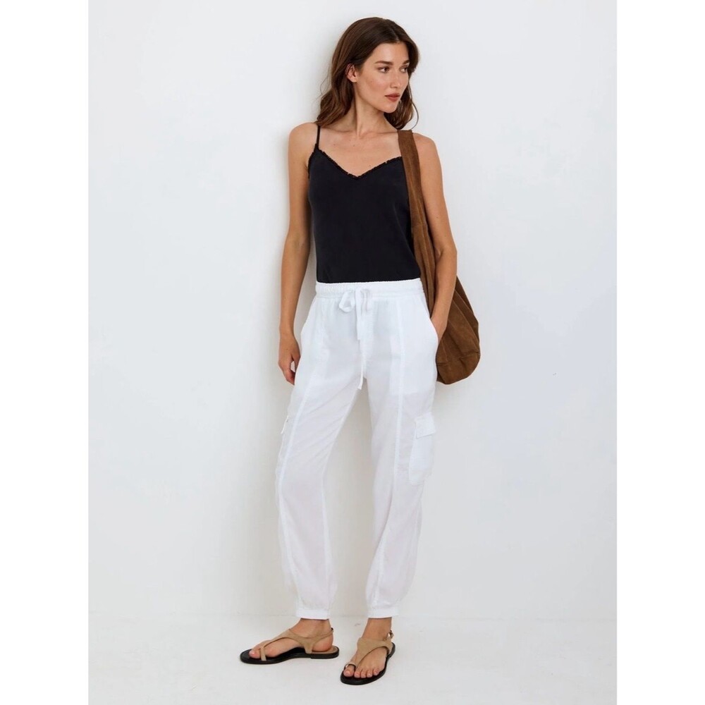 Anthropologie Cloth and Stone White Cargo Jogger Pants Casual Everyday Summer